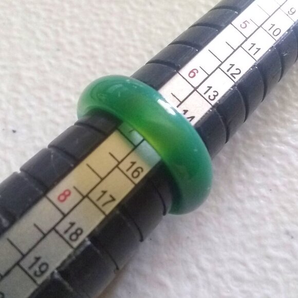 Green Banded Agate ~ Slim Stone Ring Band Size 6.75 ~ Friendship + Promise Rings - Picture 11 of 13